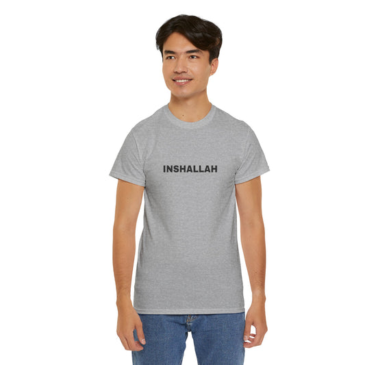 Unisex Heavy Cotton Tee - Inspirational INSHALLAH Shirt, Gift for Faith, Casual Wear, Everyday Comfort, Spiritual T-Shirt