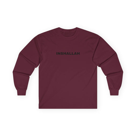 Inshallah Long Sleeve Tee - Unisex Cotton Shirt, Inspirational Gift, Casual Wear, Faith Apparel, Everyday Basic
