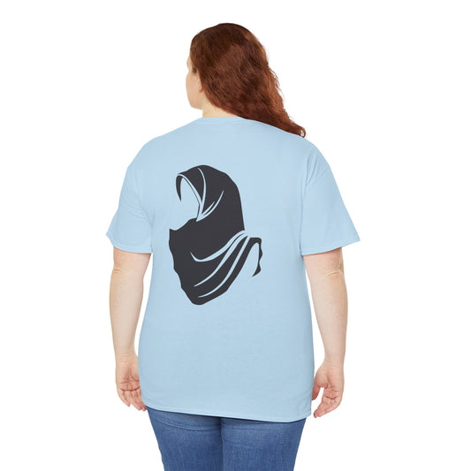 Unisex Heavy Cotton Tee with Artistic Hijab Design, Comfortable Everyday Wear, Gift for Her, Casual Tee, Modest Fashion Top
