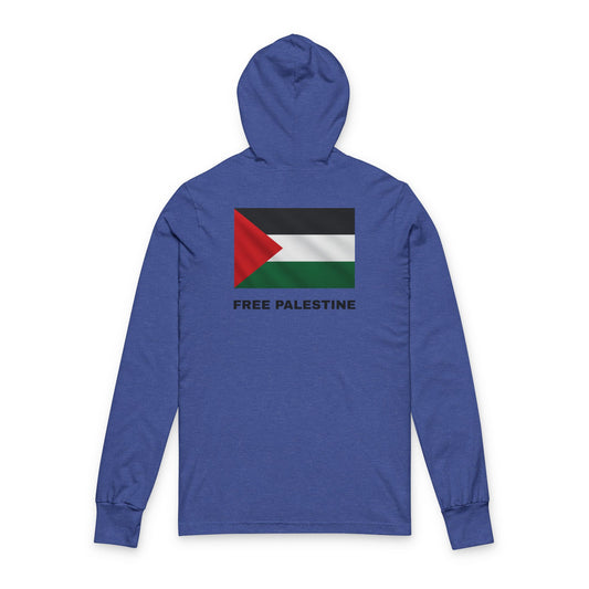 Unisex Hooded Long Sleeve Tee - Free Palestine Design, Casual Wear, Activism Apparel, Comfortable Everyday Hoodie, Gift for Supporters